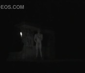 Naked behind car in the street